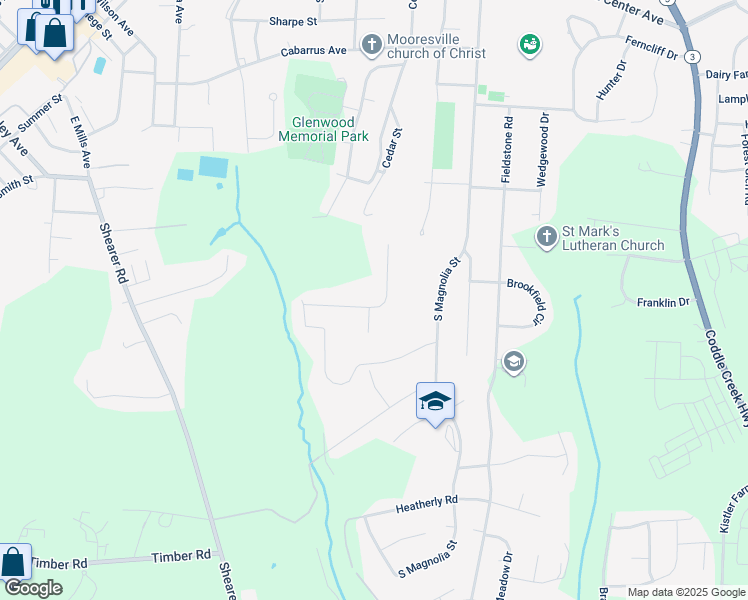 map of restaurants, bars, coffee shops, grocery stores, and more near 200 Colony Drive in Mooresville