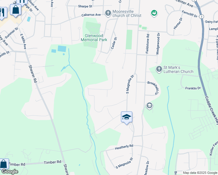 map of restaurants, bars, coffee shops, grocery stores, and more near 200 Colony Drive in Mooresville