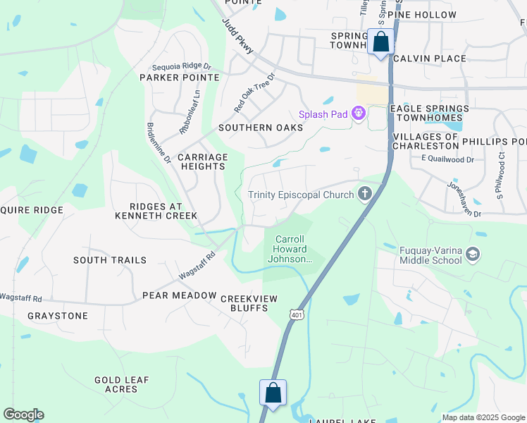 map of restaurants, bars, coffee shops, grocery stores, and more near 678 Citrus Petal Road in Fuquay-Varina