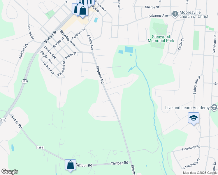 map of restaurants, bars, coffee shops, grocery stores, and more near 445 Hager Lake Road in Mooresville