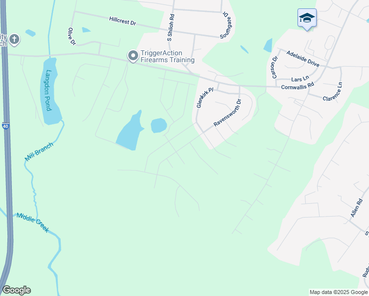 map of restaurants, bars, coffee shops, grocery stores, and more near 443 Ravensworth Dr in Garner