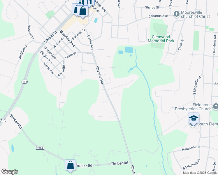 map of restaurants, bars, coffee shops, grocery stores, and more near 409 Stonewood Drive in Mooresville