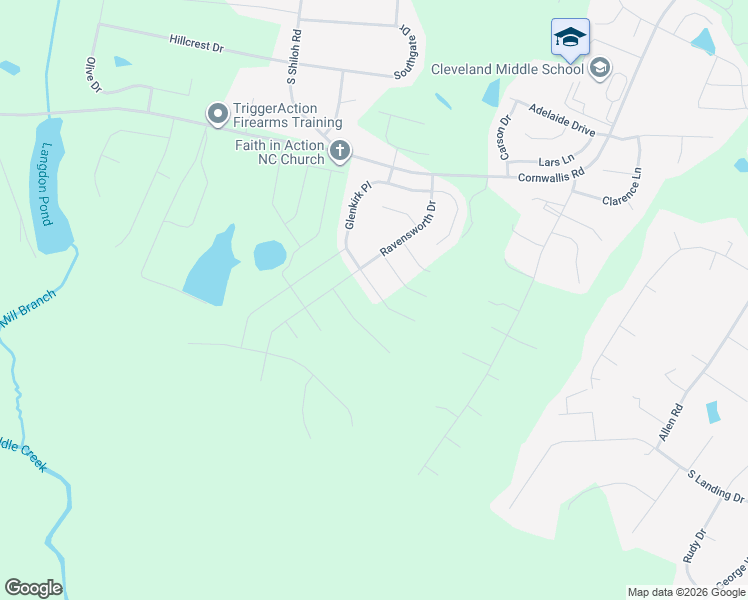 map of restaurants, bars, coffee shops, grocery stores, and more near 470 Glenkirk Place in Garner