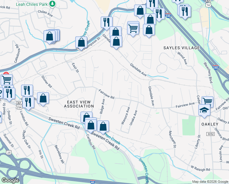 map of restaurants, bars, coffee shops, grocery stores, and more near 39 Third Street in Asheville