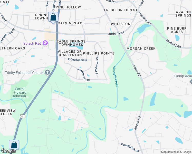 map of restaurants, bars, coffee shops, grocery stores, and more near 1064 South Philwood Court in Fuquay-Varina