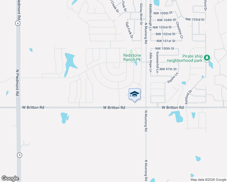 map of restaurants, bars, coffee shops, grocery stores, and more near 11401-11927 West Britton Road in Yukon