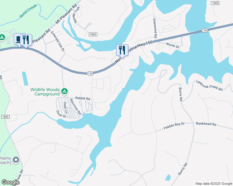 map of restaurants, bars, coffee shops, grocery stores, and more near 4580 Paradise Cove in Sherrills Ford