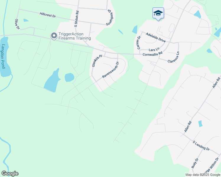 map of restaurants, bars, coffee shops, grocery stores, and more near 120 Newport Landing in Garner