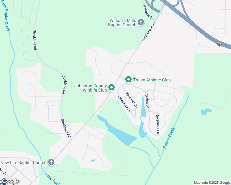 map of restaurants, bars, coffee shops, grocery stores, and more near 122 Snowberry Lane in Smithfield