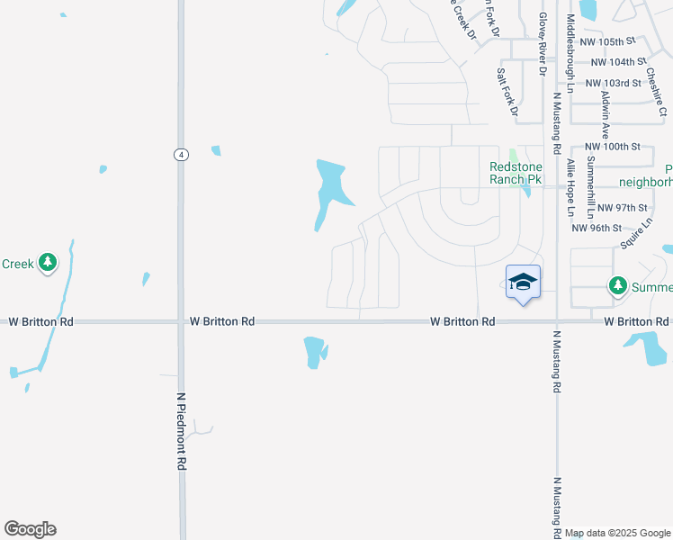 map of restaurants, bars, coffee shops, grocery stores, and more near 11401-11927 West Britton Road in Yukon