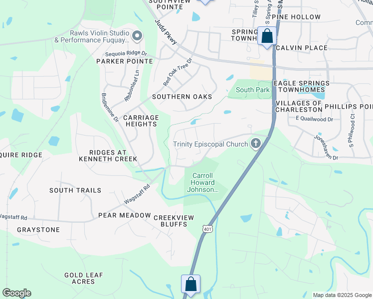 map of restaurants, bars, coffee shops, grocery stores, and more near 633 Prickly Pear Drive in Fuquay-Varina