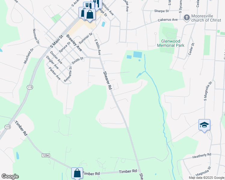 map of restaurants, bars, coffee shops, grocery stores, and more near 445 Stonewood Drive in Mooresville