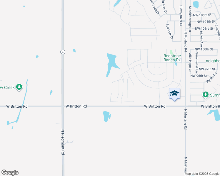 map of restaurants, bars, coffee shops, grocery stores, and more near 11401-11927 West Britton Road in Yukon