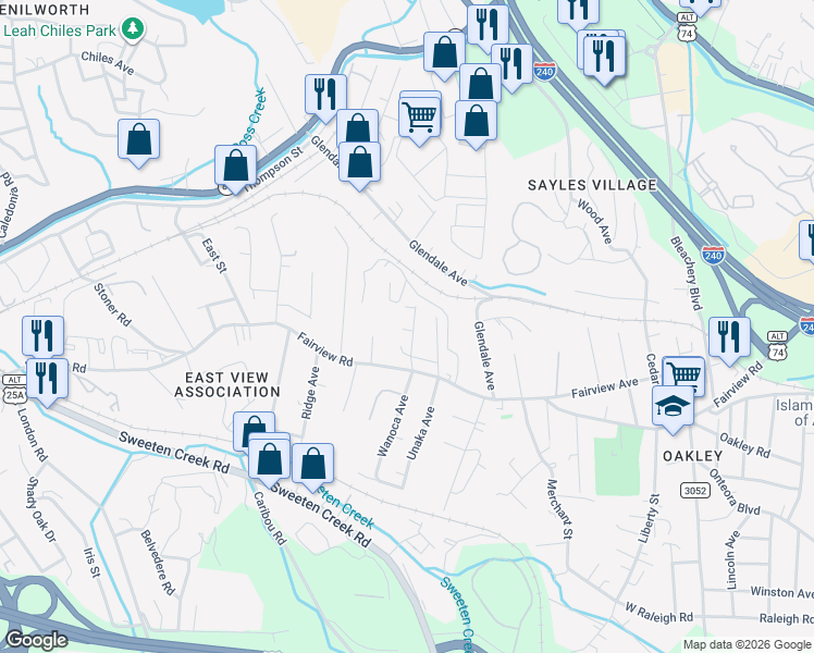 map of restaurants, bars, coffee shops, grocery stores, and more near 8 Crestview Street in Asheville