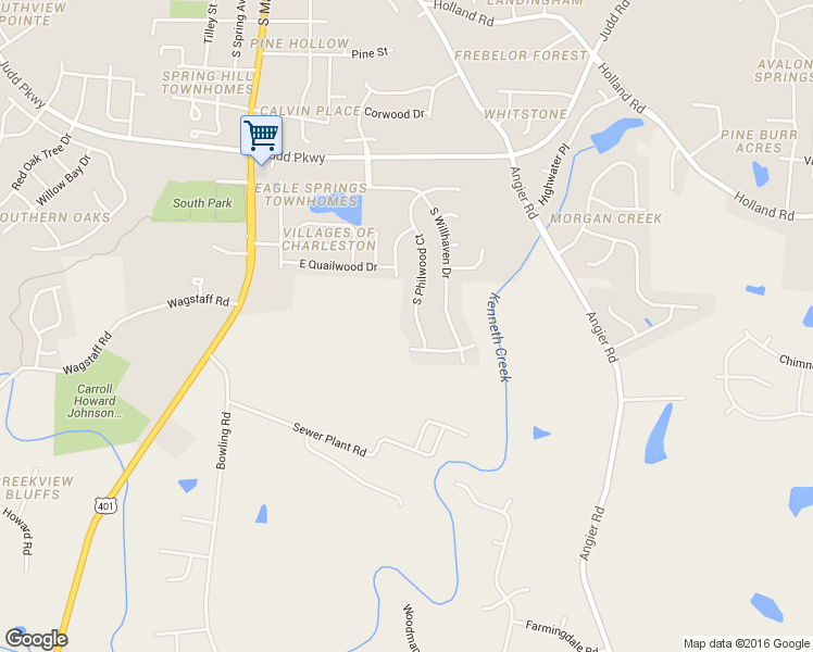 map of restaurants, bars, coffee shops, grocery stores, and more near 1056 South Philwood Court in Fuquay Varina