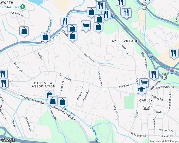 map of restaurants, bars, coffee shops, grocery stores, and more near 8 Crestview Street in Asheville