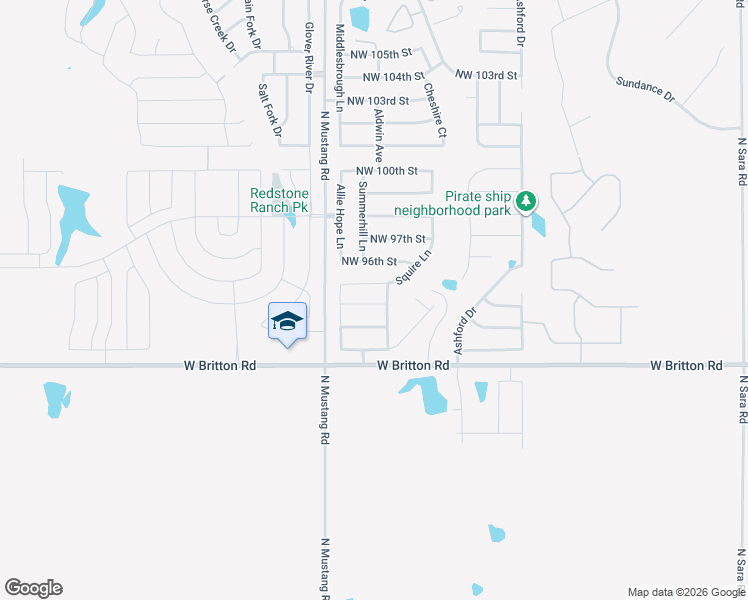 map of restaurants, bars, coffee shops, grocery stores, and more near 11209 Northwest 95th Terrace in Yukon