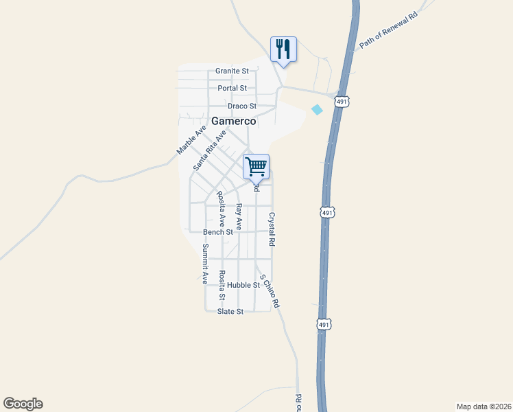 map of restaurants, bars, coffee shops, grocery stores, and more near 403 Bench Street in Gallup