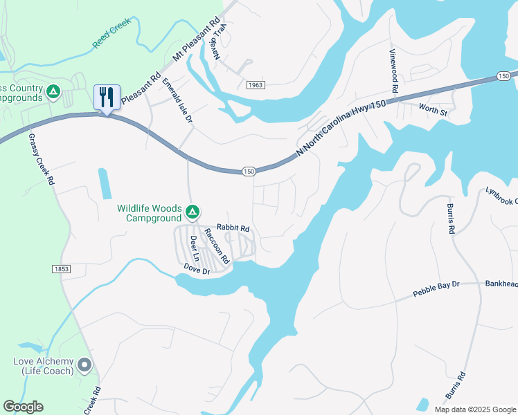map of restaurants, bars, coffee shops, grocery stores, and more near 4524 McCorkle Lane in Sherrills Ford