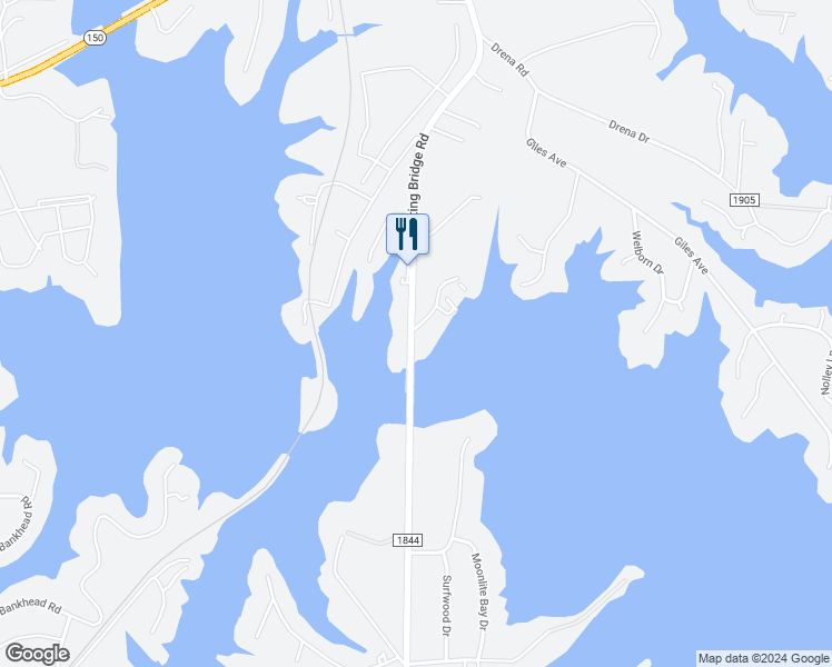 map of restaurants, bars, coffee shops, grocery stores, and more near 7831 Spinnaker Bay Drive in Sherrills Ford