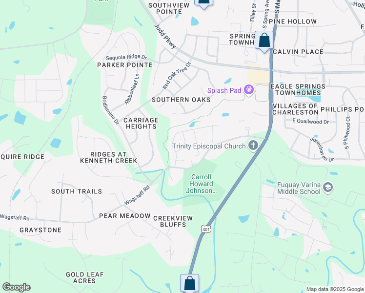 map of restaurants, bars, coffee shops, grocery stores, and more near 630 Prickly Pear Drive in Fuquay-Varina