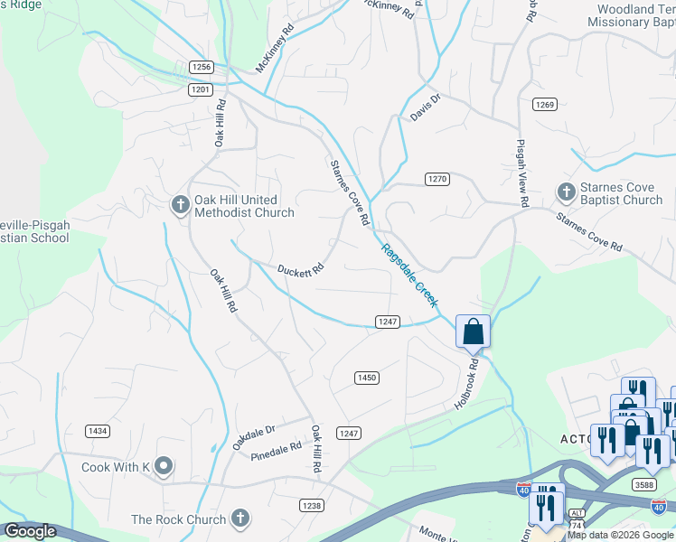 map of restaurants, bars, coffee shops, grocery stores, and more near 12 English Place in Candler