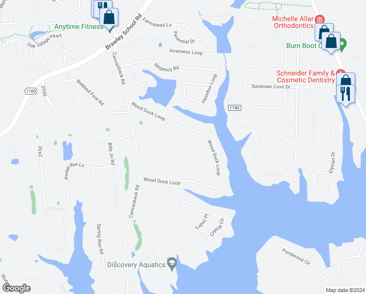 map of restaurants, bars, coffee shops, grocery stores, and more near 163 Turnberry Lane in Mooresville