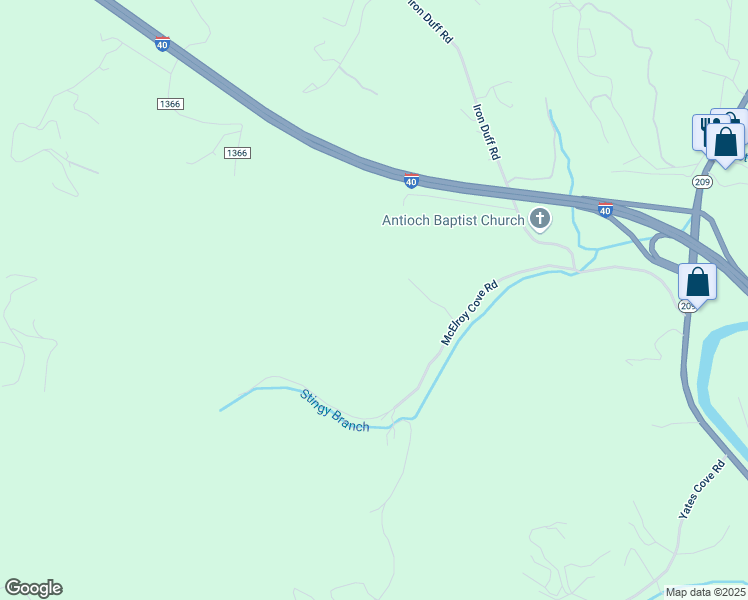 map of restaurants, bars, coffee shops, grocery stores, and more near 53 Dry Spring Cove in Waynesville