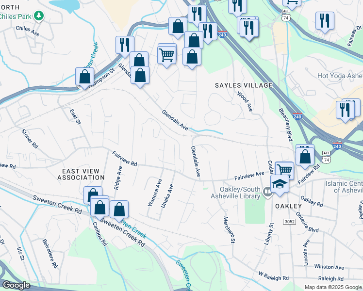 map of restaurants, bars, coffee shops, grocery stores, and more near 27 Blalock Avenue in Asheville