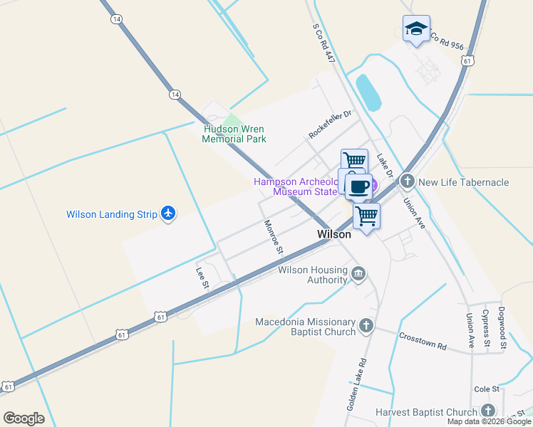 map of restaurants, bars, coffee shops, grocery stores, and more near 42 Jackson Street in Wilson