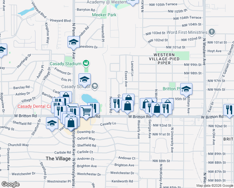 map of restaurants, bars, coffee shops, grocery stores, and more near 9613 Georgia Avenue in The Village