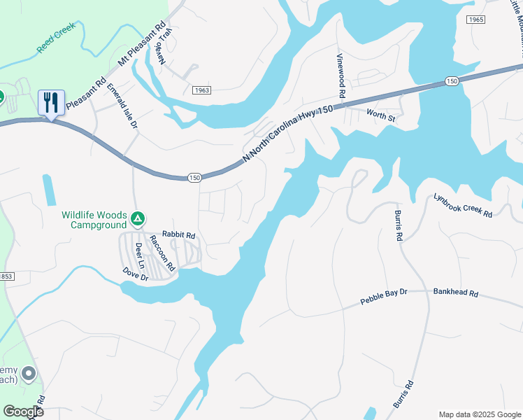 map of restaurants, bars, coffee shops, grocery stores, and more near 4570 Paradise Cove in Lake Norman of Catawba