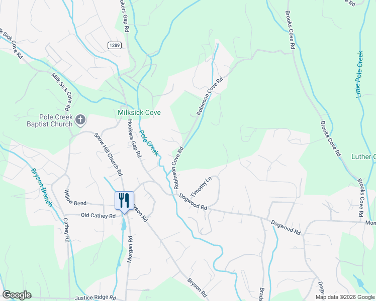 map of restaurants, bars, coffee shops, grocery stores, and more near 30 Robinson Cove Road in Candler
