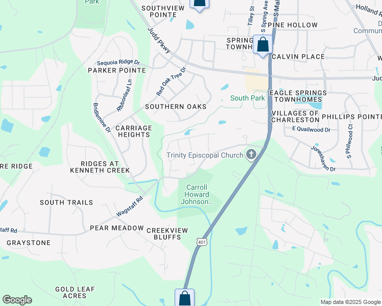 map of restaurants, bars, coffee shops, grocery stores, and more near 570 Citrus Petal Road in Fuquay-Varina