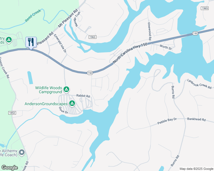 map of restaurants, bars, coffee shops, grocery stores, and more near 4580 Paradise Cove in Sherrills Ford