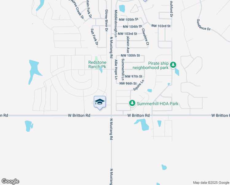 map of restaurants, bars, coffee shops, grocery stores, and more near 9525 Timberwind Lane in Yukon