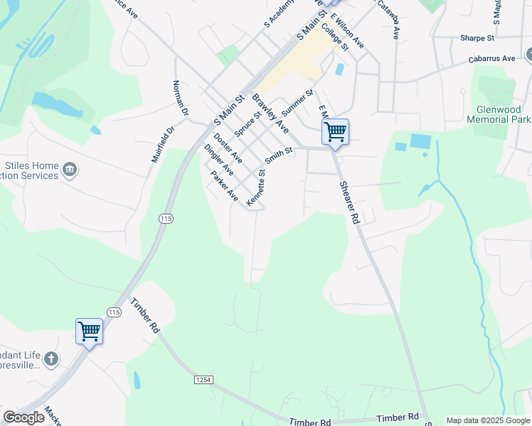 map of restaurants, bars, coffee shops, grocery stores, and more near 533 Parker Avenue in Mooresville