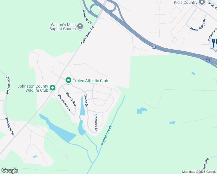 map of restaurants, bars, coffee shops, grocery stores, and more near 138 Carissa Drive in Smithfield