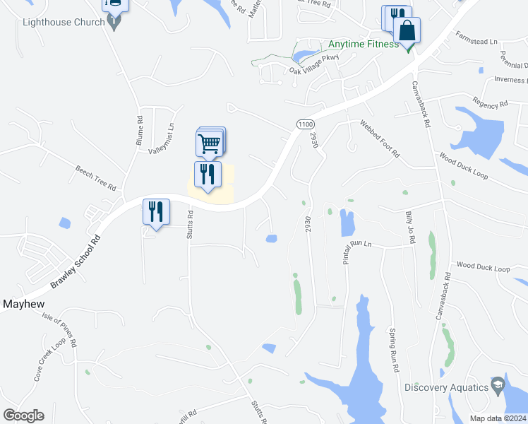 map of restaurants, bars, coffee shops, grocery stores, and more near 102 Hopedale Court in Mooresville