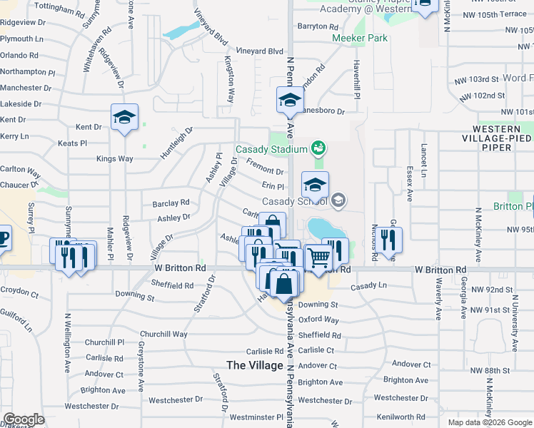 map of restaurants, bars, coffee shops, grocery stores, and more near 2142 Carlton Way in The Village
