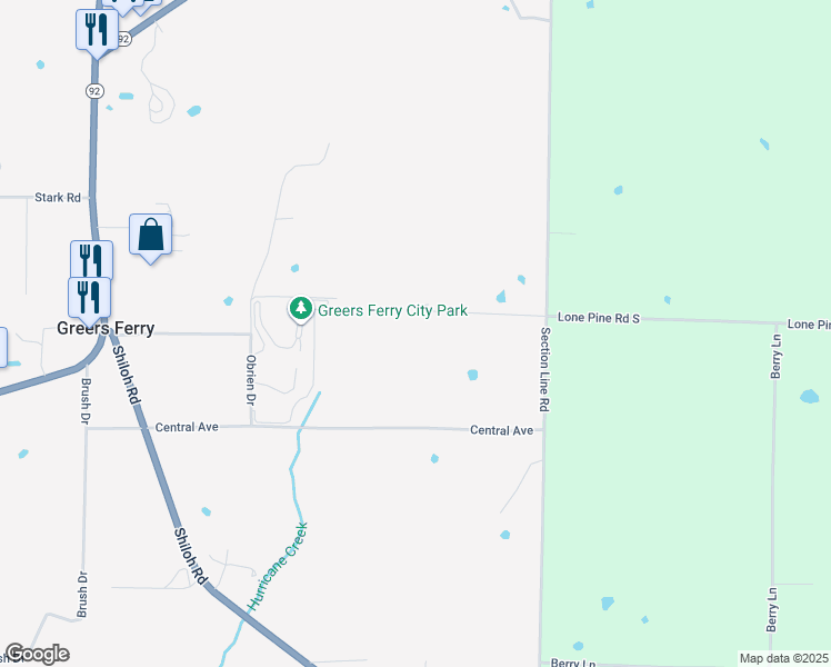 map of restaurants, bars, coffee shops, grocery stores, and more near in Greers Ferry