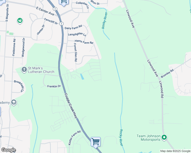 map of restaurants, bars, coffee shops, grocery stores, and more near 138 P and C Path Lane in Mooresville