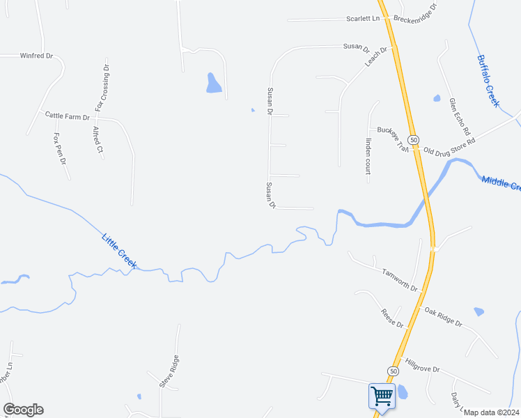 map of restaurants, bars, coffee shops, grocery stores, and more near 218 Susan Drive in Garner