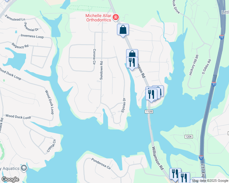 map of restaurants, bars, coffee shops, grocery stores, and more near 167 Mooreland Road in Mooresville