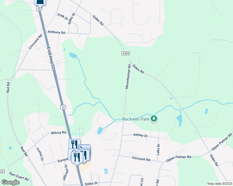 map of restaurants, bars, coffee shops, grocery stores, and more near 970 Misenheimer Road in Rockwell