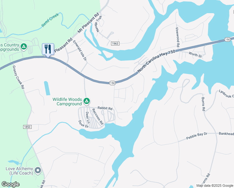 map of restaurants, bars, coffee shops, grocery stores, and more near 4522 McCorkle Ln in Sherrills Ford