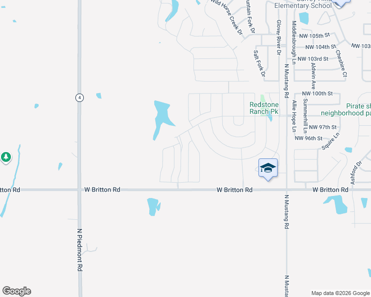 map of restaurants, bars, coffee shops, grocery stores, and more near 11401-11927 West Britton Road in Yukon