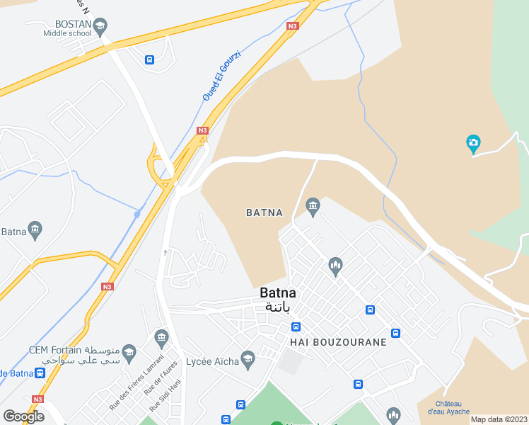map of restaurants, bars, coffee shops, grocery stores, and more near in Batna