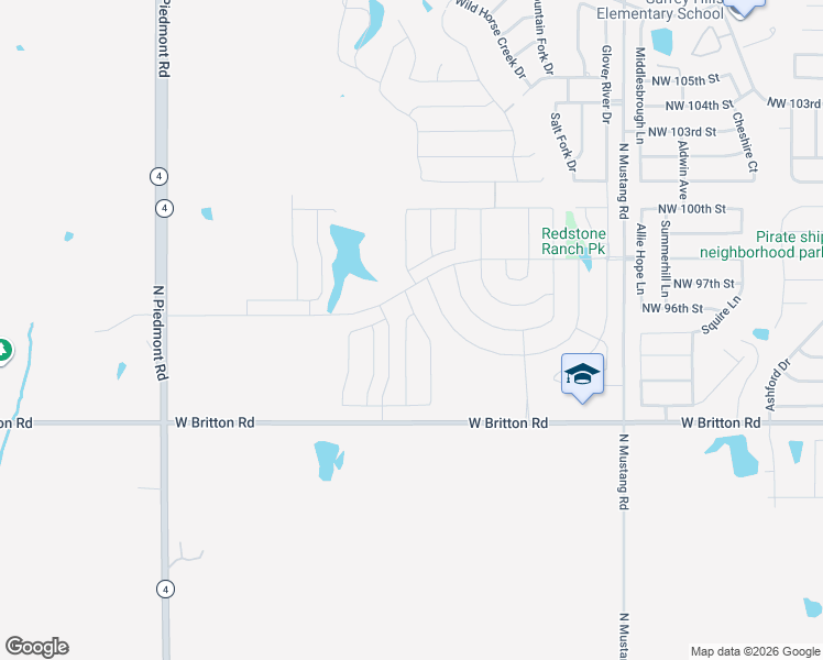 map of restaurants, bars, coffee shops, grocery stores, and more near 11401-11927 West Britton Road in Yukon