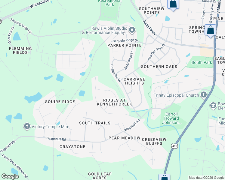 map of restaurants, bars, coffee shops, grocery stores, and more near 841 Stable Fern Drive in Fuquay-Varina